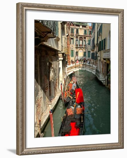 Gondolas along Canal, Venice, Italy-Lisa S. Engelbrecht-Framed Photographic Print