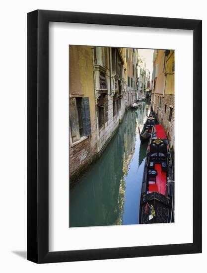 Gondolas and canal, Venice, Veneto, Italy-Russ Bishop-Framed Photographic Print