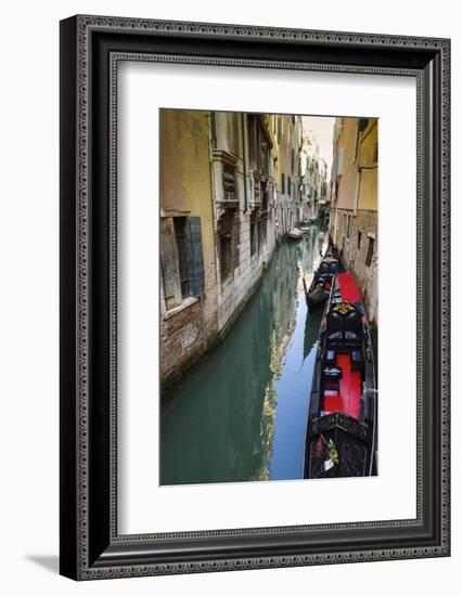 Gondolas and canal, Venice, Veneto, Italy-Russ Bishop-Framed Photographic Print