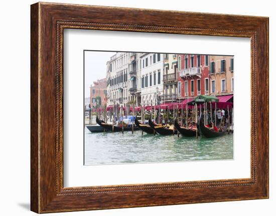 Gondolas and Restaurants at Grand Canal. Venice. Italy-Tom Norring-Framed Photographic Print