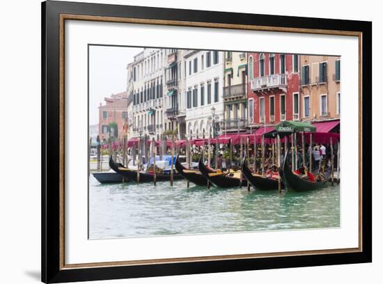 Gondolas and Restaurants at Grand Canal. Venice. Italy-Tom Norring-Framed Photographic Print