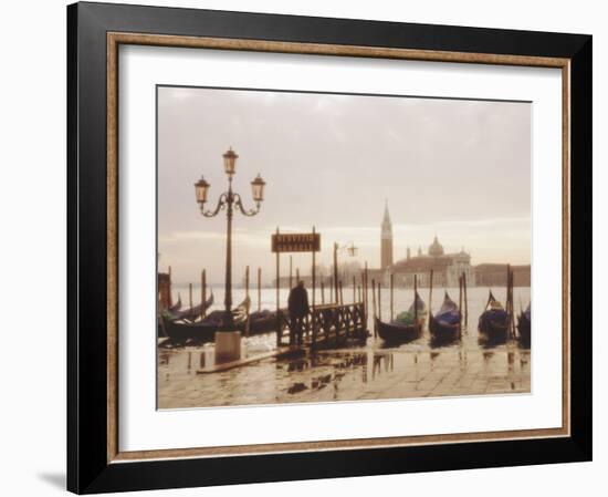 Gondolas and San Giorgio Maggiore, Venice, Veneto, Italy-Lee Frost-Framed Photographic Print