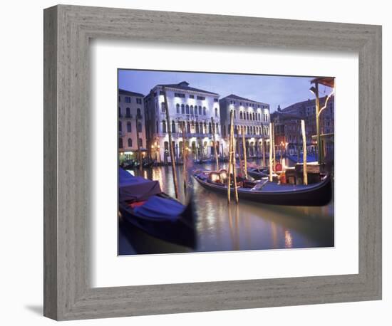 Gondolas at Night, Venice, Italy-Peter Adams-Framed Photographic Print