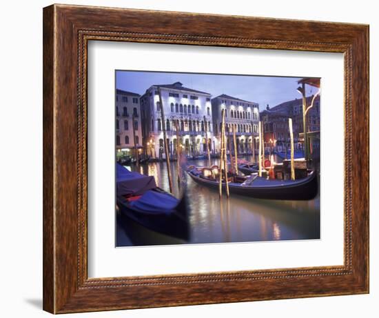 Gondolas at Night, Venice, Italy-Peter Adams-Framed Photographic Print