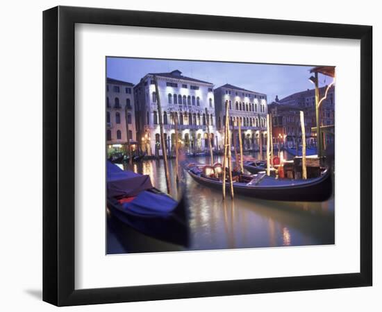 Gondolas at Night, Venice, Italy-Peter Adams-Framed Photographic Print