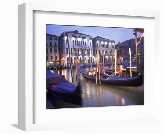 Gondolas at Night, Venice, Italy-Peter Adams-Framed Photographic Print