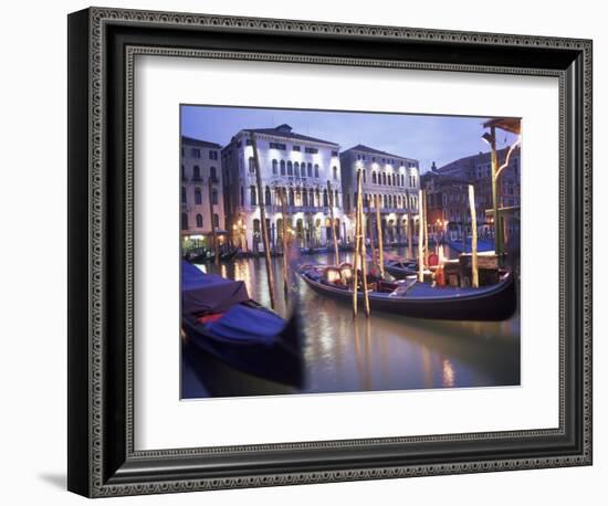 Gondolas at Night, Venice, Italy-Peter Adams-Framed Photographic Print