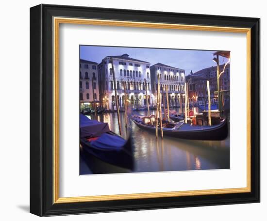 Gondolas at Night, Venice, Italy-Peter Adams-Framed Photographic Print