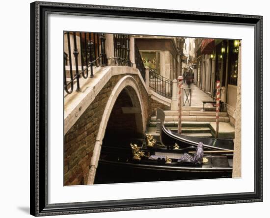 Gondolas Beside a Bridge, Venice, Veneto, Italy, Europe-Sergio Pitamitz-Framed Photographic Print