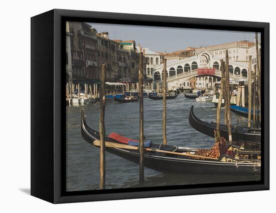 Gondolas, Grand Canal and Rialto Bridge, Venice, Unesco World Heritage Site, Veneto, Italy-James Emmerson-Framed Premier Image Canvas