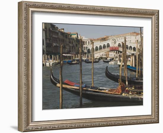 Gondolas, Grand Canal and Rialto Bridge, Venice, Unesco World Heritage Site, Veneto, Italy-James Emmerson-Framed Photographic Print