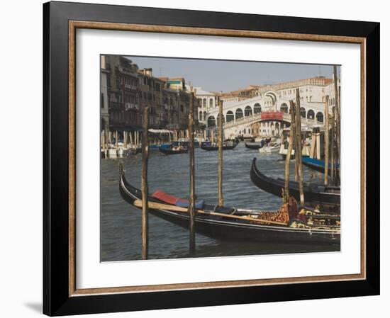 Gondolas, Grand Canal and Rialto Bridge, Venice, Unesco World Heritage Site, Veneto, Italy-James Emmerson-Framed Photographic Print