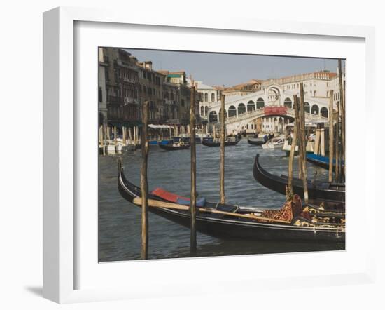 Gondolas, Grand Canal and Rialto Bridge, Venice, Unesco World Heritage Site, Veneto, Italy-James Emmerson-Framed Photographic Print