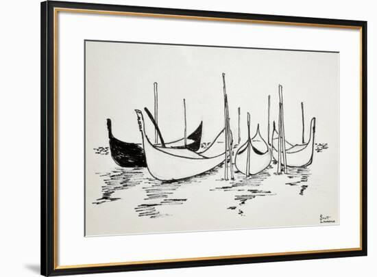 Gondolas in Venice, Italy are a symbol of this city of water.-Richard Lawrence-Framed Photographic Print