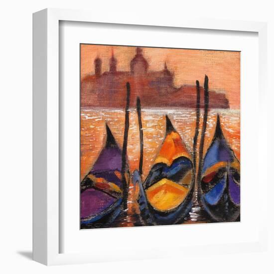 Gondolas In Venice-balaikin2009-Framed Art Print