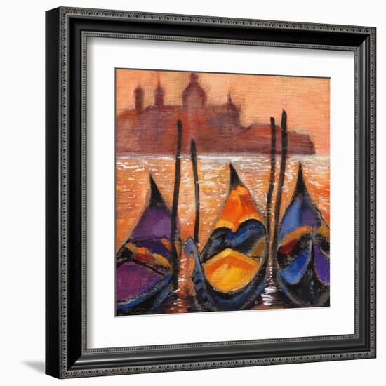 Gondolas In Venice-balaikin2009-Framed Art Print