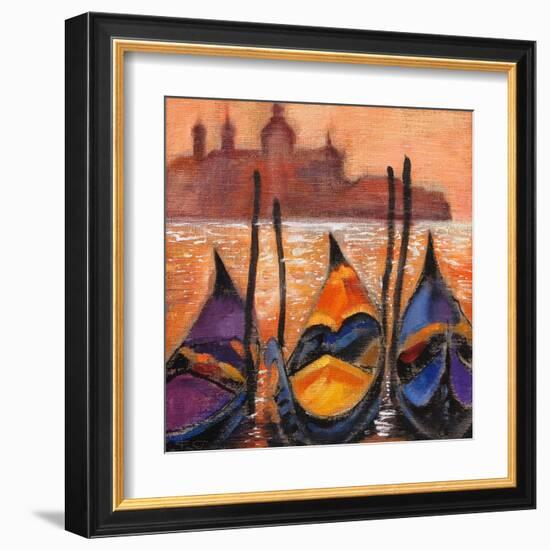 Gondolas In Venice-balaikin2009-Framed Art Print