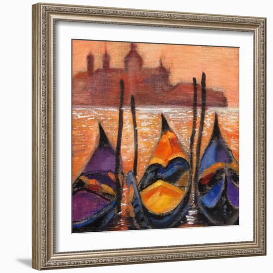 Gondolas In Venice-balaikin2009-Framed Art Print