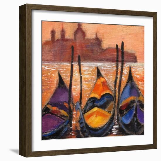 Gondolas In Venice-balaikin2009-Framed Art Print