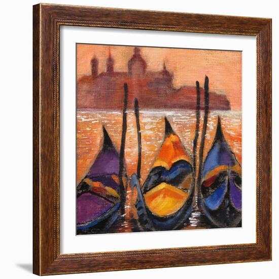 Gondolas In Venice-balaikin2009-Framed Art Print
