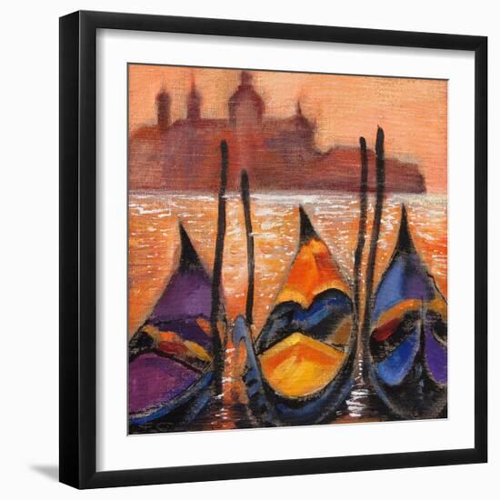 Gondolas In Venice-balaikin2009-Framed Art Print