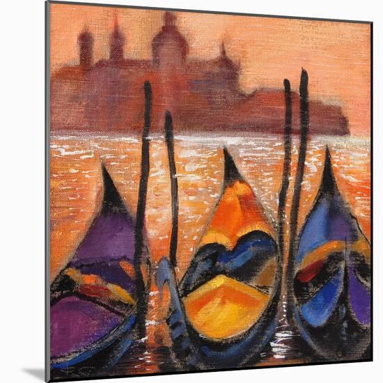 Gondolas In Venice-balaikin2009-Mounted Art Print