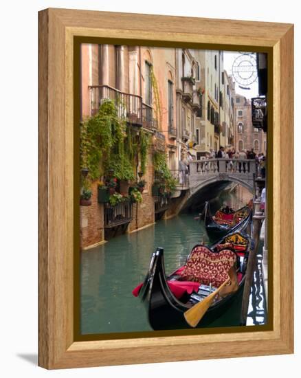 Gondolas Moored along Grand Canal, Venice, Italy-Lisa S^ Engelbrecht-Framed Premier Image Canvas