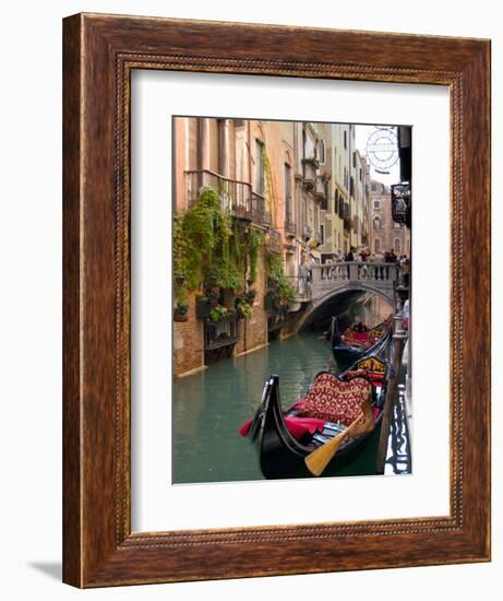 Gondolas Moored along Grand Canal, Venice, Italy-Lisa S^ Engelbrecht-Framed Premium Photographic Print