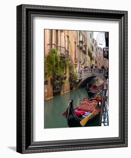 Gondolas Moored along Grand Canal, Venice, Italy-Lisa S^ Engelbrecht-Framed Premium Photographic Print
