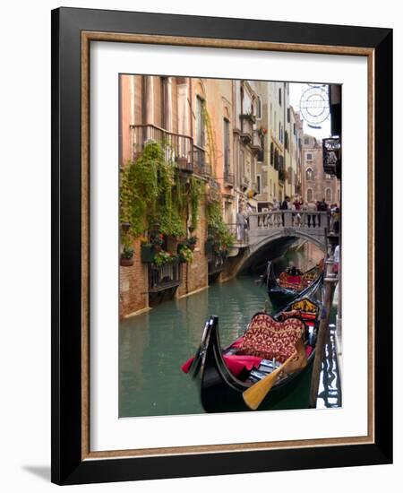 Gondolas Moored along Grand Canal, Venice, Italy-Lisa S^ Engelbrecht-Framed Photographic Print