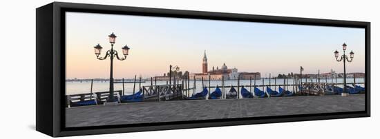 Gondolas Moored on the Lagoon, San Giorgio Maggiore Beyond, Riva Degli Schiavoni-Amanda Hall-Framed Premier Image Canvas