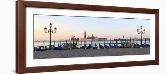 Gondolas Moored on the Lagoon, San Giorgio Maggiore Beyond, Riva Degli Schiavoni-Amanda Hall-Framed Photographic Print