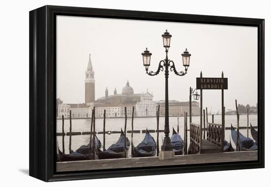 Gondolas Moored on the Lagoon, San Giorgio Maggiore Beyond, Riva Degli Schiavoni-Amanda Hall-Framed Premier Image Canvas