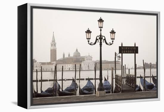 Gondolas Moored on the Lagoon, San Giorgio Maggiore Beyond, Riva Degli Schiavoni-Amanda Hall-Framed Premier Image Canvas