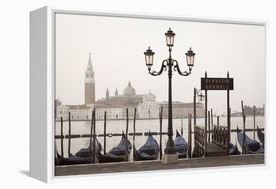 Gondolas Moored on the Lagoon, San Giorgio Maggiore Beyond, Riva Degli Schiavoni-Amanda Hall-Framed Premier Image Canvas