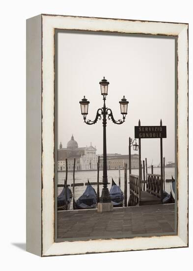 Gondolas Moored on the Lagoon, San Giorgio Maggiore Beyond, Riva Degli Schiavoni-Amanda Hall-Framed Premier Image Canvas