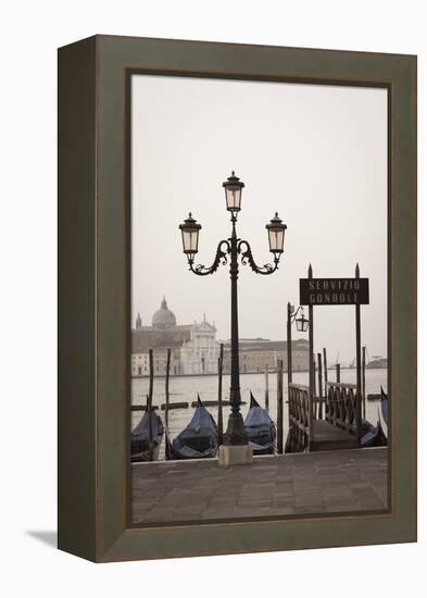 Gondolas Moored on the Lagoon, San Giorgio Maggiore Beyond, Riva Degli Schiavoni-Amanda Hall-Framed Premier Image Canvas