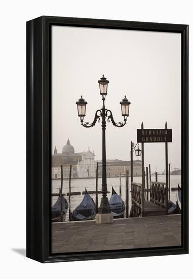 Gondolas Moored on the Lagoon, San Giorgio Maggiore Beyond, Riva Degli Schiavoni-Amanda Hall-Framed Premier Image Canvas