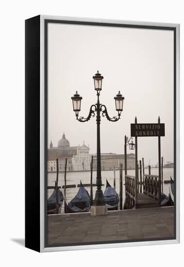 Gondolas Moored on the Lagoon, San Giorgio Maggiore Beyond, Riva Degli Schiavoni-Amanda Hall-Framed Premier Image Canvas