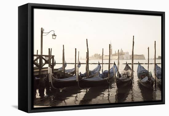 Gondolas Moored on the Lagoon, San Giorgio Maggiore Beyond, Riva Degli Schiavoni-Amanda Hall-Framed Premier Image Canvas