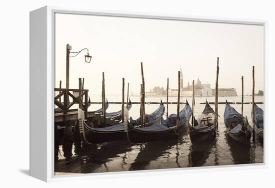 Gondolas Moored on the Lagoon, San Giorgio Maggiore Beyond, Riva Degli Schiavoni-Amanda Hall-Framed Premier Image Canvas