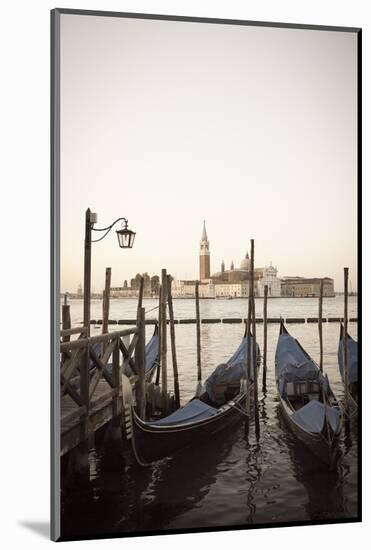 Gondolas Moored on the Lagoon, San Giorgio Maggiore Beyond, Riva Degli Schiavoni-Amanda Hall-Mounted Photographic Print