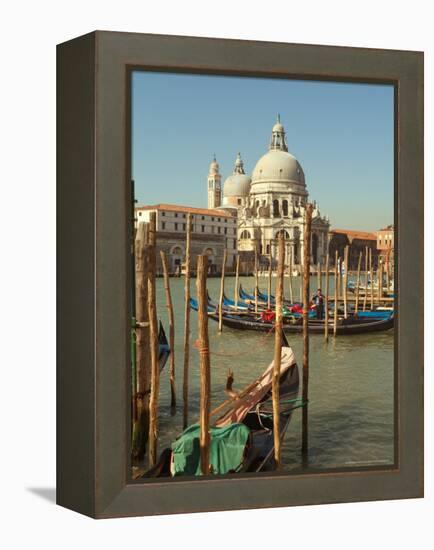 Gondolas near the Grand Canal and the Santa Maria Della Salute, Venice, Italy-Janis Miglavs-Framed Premier Image Canvas