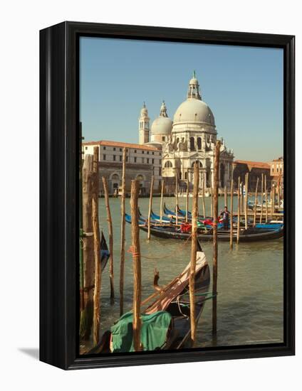 Gondolas near the Grand Canal and the Santa Maria Della Salute, Venice, Italy-Janis Miglavs-Framed Premier Image Canvas