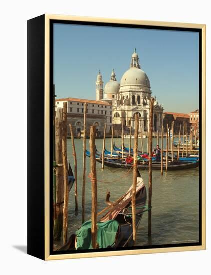 Gondolas near the Grand Canal and the Santa Maria Della Salute, Venice, Italy-Janis Miglavs-Framed Premier Image Canvas