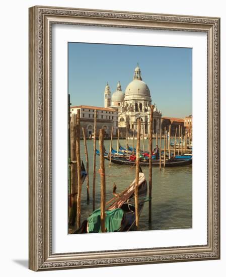 Gondolas near the Grand Canal and the Santa Maria Della Salute, Venice, Italy-Janis Miglavs-Framed Photographic Print