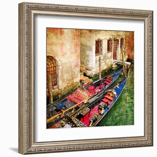 Gondolas Of Amazing Venice - Artistic Picture-Maugli-l-Framed Art Print