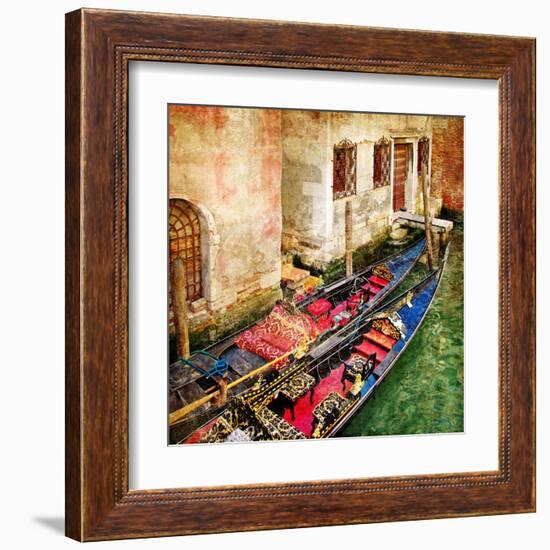 Gondolas Of Amazing Venice - Artistic Picture-Maugli-l-Framed Art Print