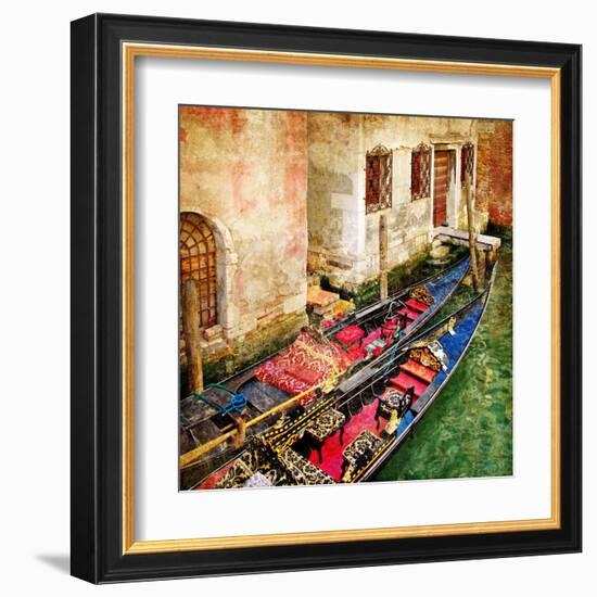 Gondolas Of Amazing Venice - Artistic Picture-Maugli-l-Framed Art Print