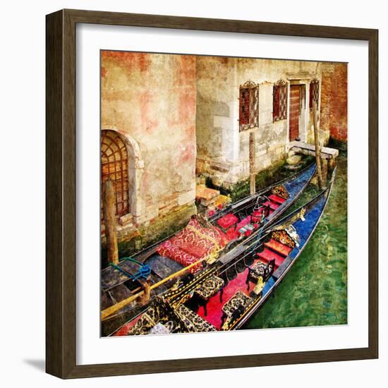 Gondolas Of Amazing Venice - Artistic Picture-Maugli-l-Framed Art Print